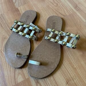 SCHUTZ Metallic Gold and Tan Sandals